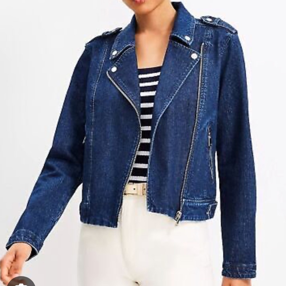 NWT LOFT Moto Jacket in Classic Rinse